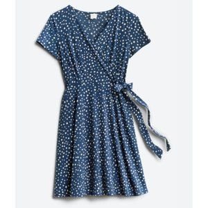 Kaileigh Arnett Faux Wrap Knit Dress, Blue with White Polka Dots from Stitch Fix